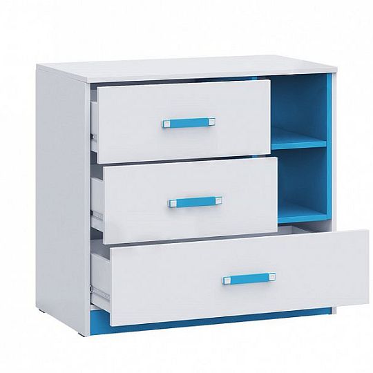 TRUFEL 8 Komoda 90 bílá/tyrkys