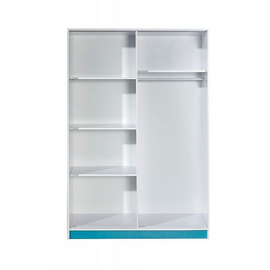 TRUFEL 14 šatní skříň, bílá/tyrkys