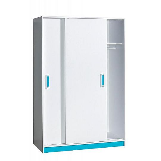 TRUFEL 14 šatní skříň, bílá/tyrkys