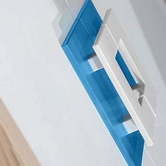 NIKOS 10 psací stůl, bílá/dub jasný - úchyt tyrkys