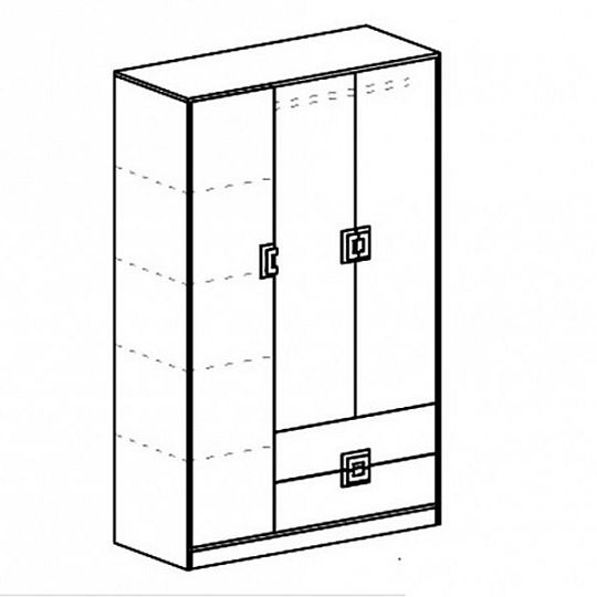 NIKOS 3 šatní skříň 120,  bílá/dub jasný- úchyt tyrkys