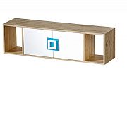 NIKOS 12 závěsná skříňka, bílá/dub jasný - úchyt tyrkys