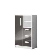 GOLIÁŠ 5 Komoda  vysoká, bílá/šedá - úchyt bílá