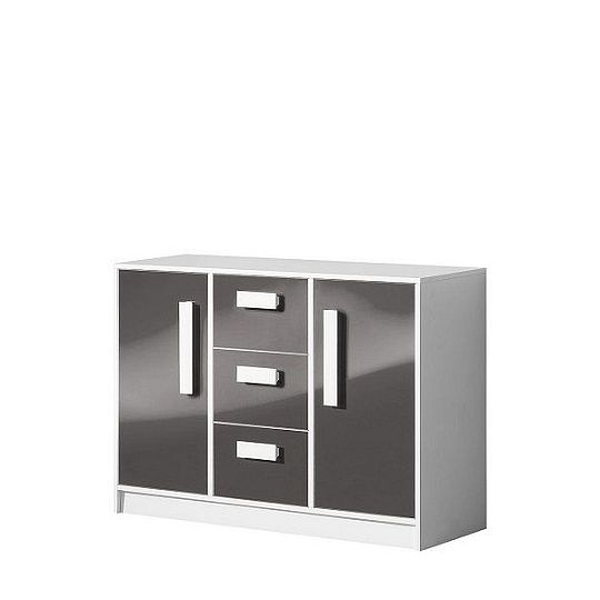 GOLIÁŠ 6 Komoda, bílá/šedá - úchyt bílá