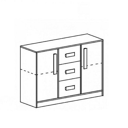 GOLIÁŠ 6 Komoda, bílá/šedá - úchyt bílá