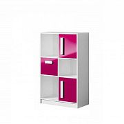 GOLIÁŠ 7 Komoda vysoká bílá/růžová - úchyt bílý