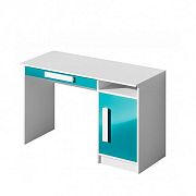 GOLIÁŠ 9 Psací stůl bílá/tyrkys - úchyt bílá