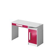 GOLIÁŠ 9 Psací stůl bílá/růžová - úchyt bílá