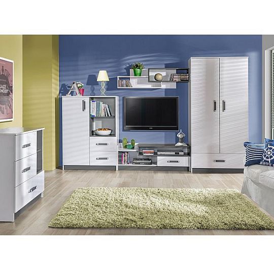 TRUFEL 3 skříň 90, bílá/šedá