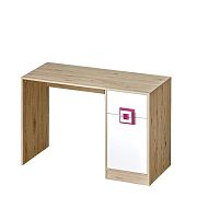 NIKOS 10 psací stůl, bílá/dub jasný - úchyt růžová