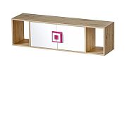 NIKOS 12 závěsná skříňka, bílá/dub jasný - úchytka růžová