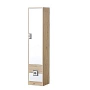 NIKOS 5 Regál 40 vysoký plný, bílá/dub jasný-úchytka šedá