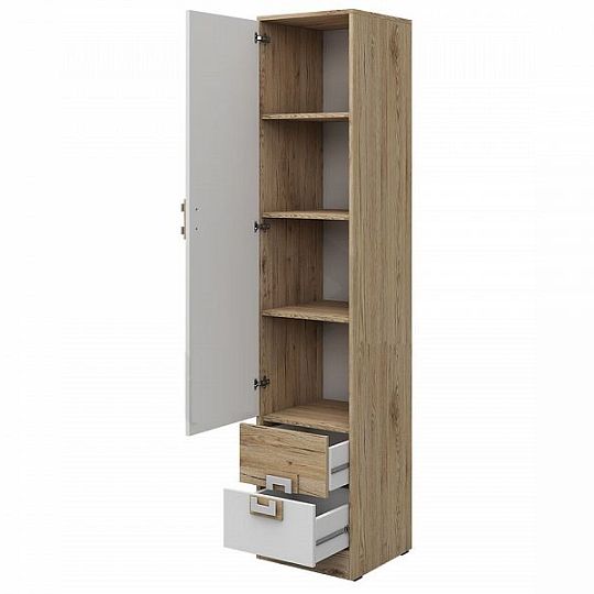 NIKOS 5 Regál 40 vysoký plný, bílá/dub jasný-úchytka šedá