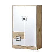 NIKOS 7 Komoda 80 bílá/dub jasný-úchyt šedá