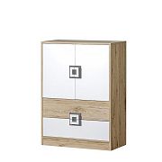 NIKOS 9 Komoda 80 bílá/dub jasný-úchyt šedá