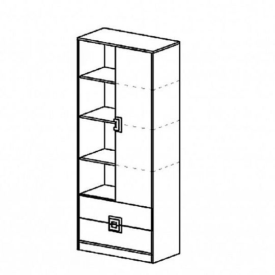 NIKOS 4 Skříň 80, bílá/dub jasný - úchytka bílá