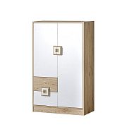 NIKOS 7 Komoda 80 vysoká, bílá/dub jasný - úchyt bílá