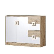 NIKOS 8 Komoda 120 bílá/dub jasný - úchyt bílý