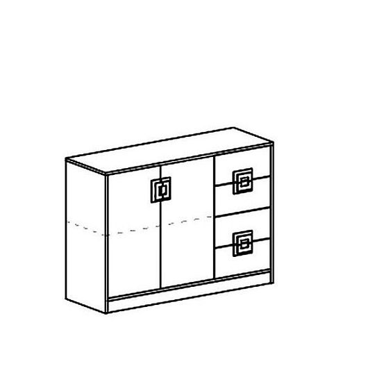 NIKOS 8 Komoda 120 bílá/dub jasný - úchyt bílý