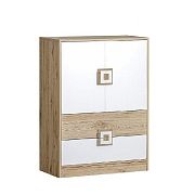 NIKOS 9 Komoda 80 bílá/dub jasný - úchyt bílý