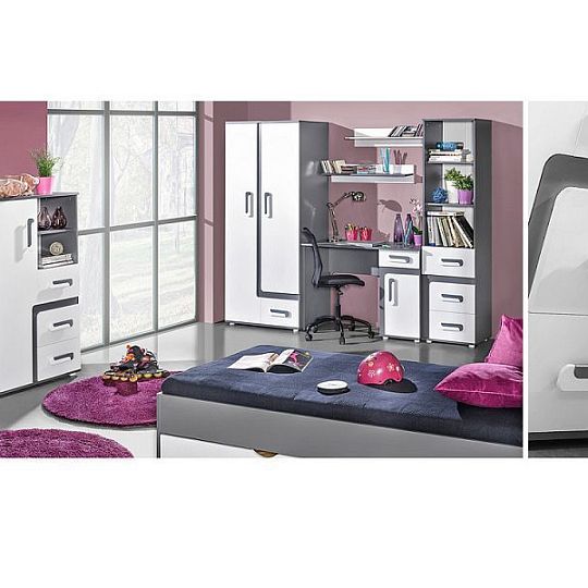 APALUCHA 3 policová skříň, šedá/bílá