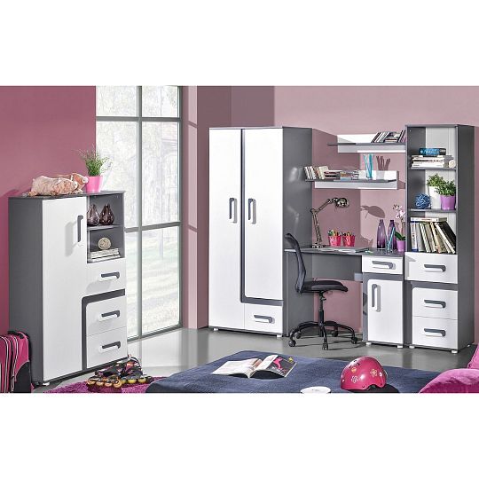 APALUCHA 5 regál vysoký, šedá/bílá