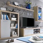 Sany obývací stěna, dub sonoma/bílá + LED osvětlení