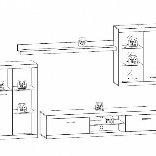 Sany obývací stěna, dub sonoma/bílá + LED osvětlení