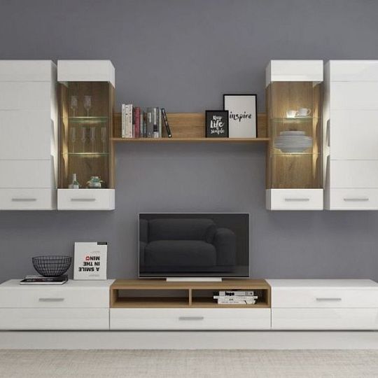 RODOS bytová stěna bílá/ dub wotan/bílá lesk