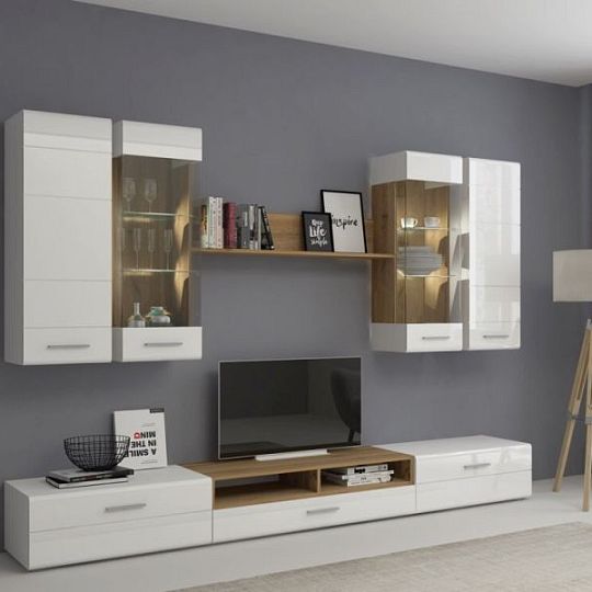 RODOS bytová stěna bílá/ dub wotan/bílá lesk