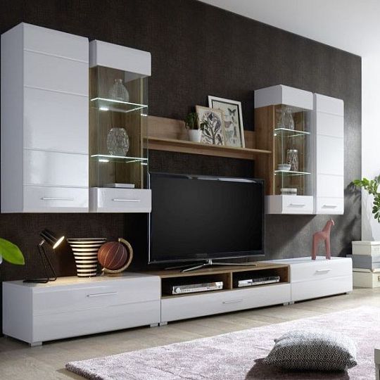 RODOS bytová stěna bílá/ dub wotan/bílá lesk