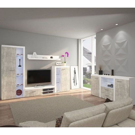 ROBBEN komoda, beton/bílá