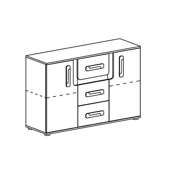 APALUCHA 7 komoda nízká, šedá/bílá