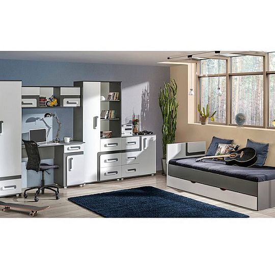 APALUCHA 7 komoda nízká, šedá/bílá