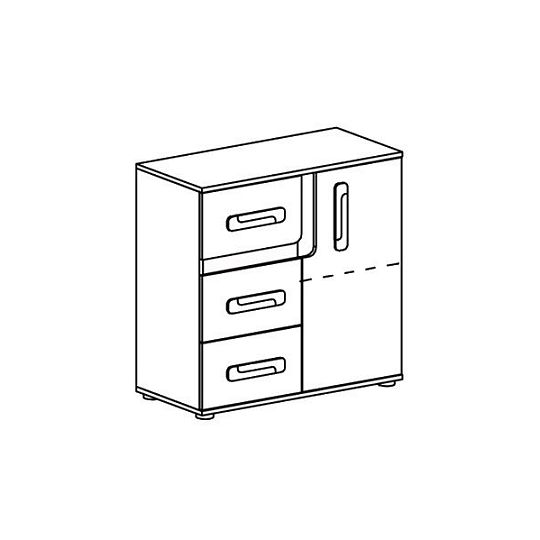 APALUCHA 8 komoda nízká, šedá/bílá