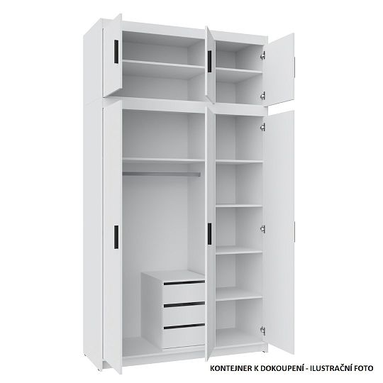 EVERLY 3DN Šatní skříň s nástavcem, bílá