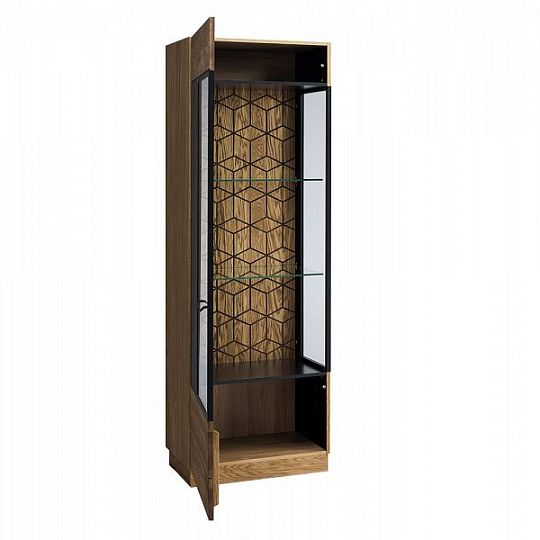 MONURIKI 10 Vitrína úzká levá, dub medový /černý mat