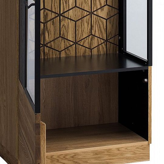 MONURIKI 10 Vitrína úzká levá, dub medový /černý mat