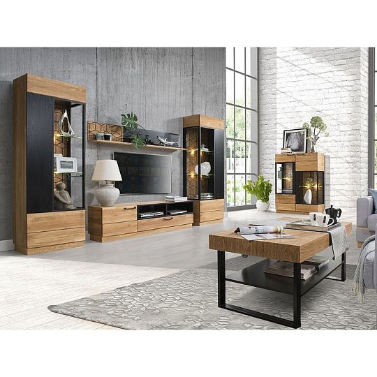 MONURIKI 41 konferenční stolek, dub medový/černý mat