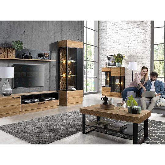 MONURIKI 41 konferenční stolek, dub medový/černý mat