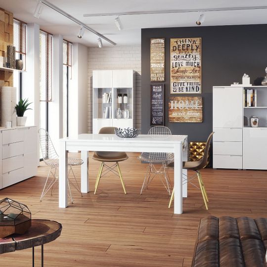 SAMOA 25 vitrína vysoká, bílá mat/bílá lesk