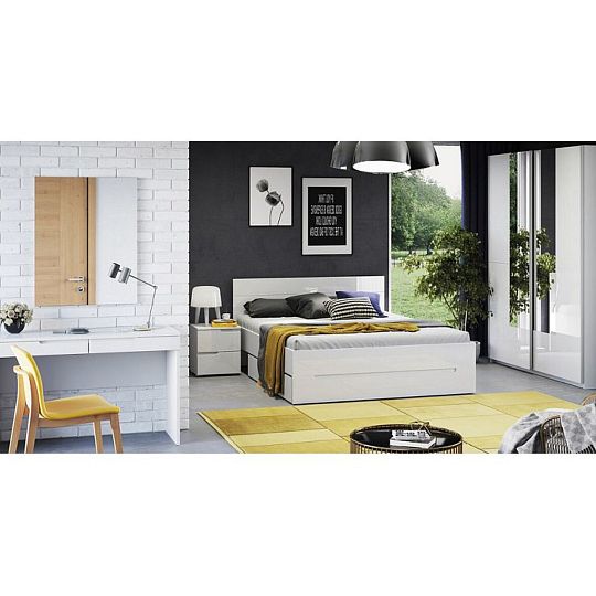 SAMOA 35 Postel 180, bílá mat/bílá lesk