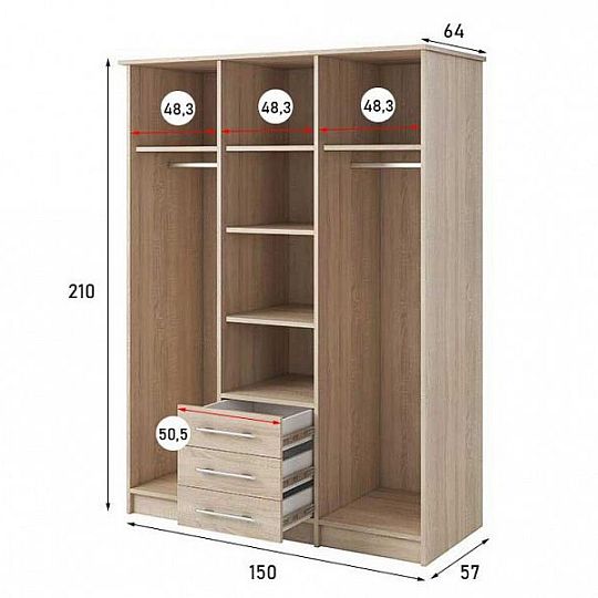 ŠEBA 3D šatní skříň, dub sonoma