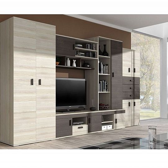 NELSON 1 obývací stěna, jasan / dub stříbrný