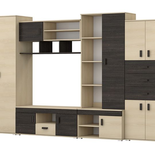 NELSON 1 obývací stěna, jasan / dub stříbrný