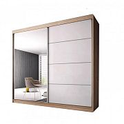 Murphy 35 šatní skříň 180, dub sonoma/bílý pololesk/zrcadlo