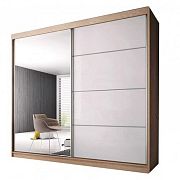 Murphy 35 šatní skříň 230, dub sonoma/bílý pololesk/zrcadlo