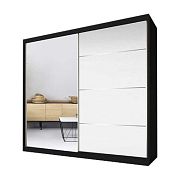 MURPHY 35 šatní skříň 180, černá/bíla pololesk/zrcadlo