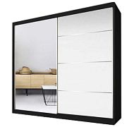 Murphy 35 šatní skříň 230, černá/bíla pololesk/zrcadlo