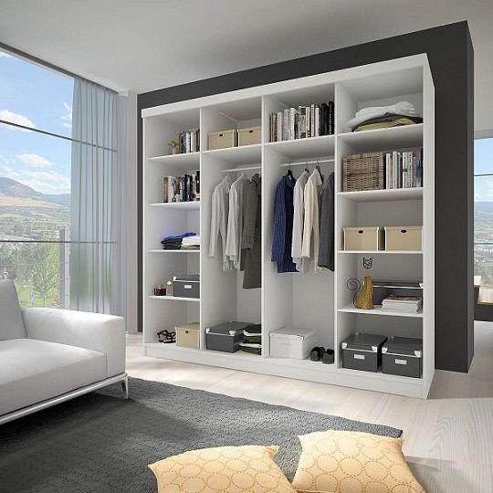 Murphy 35 šatní skříň 230, černá/bíla pololesk/zrcadlo